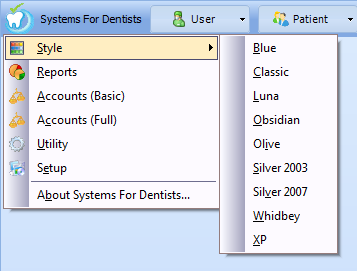 Select the Sytle Menu from the Dental Software Setup