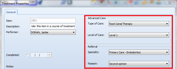 Example of old advanced care / referral.